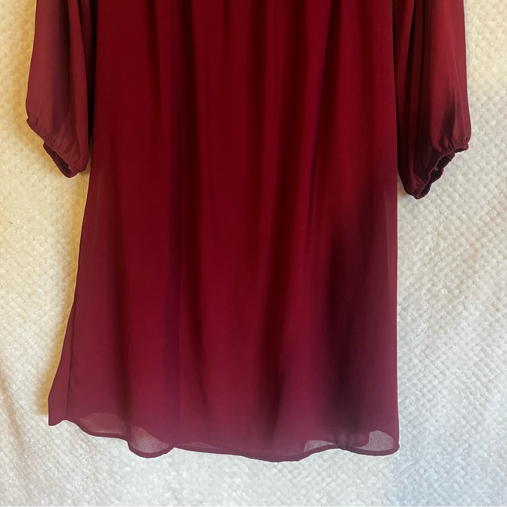 Halo Womens Dress Maroon Floral Crochet Dress Flowy Sz Medium - Picture 6 of 7